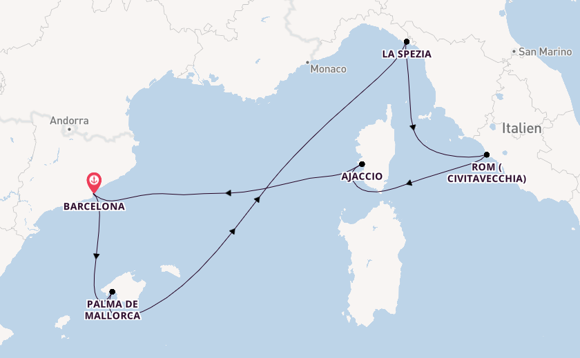 Westliches Mittelmeer ab Barcelona, Spanien auf AIDAcosma