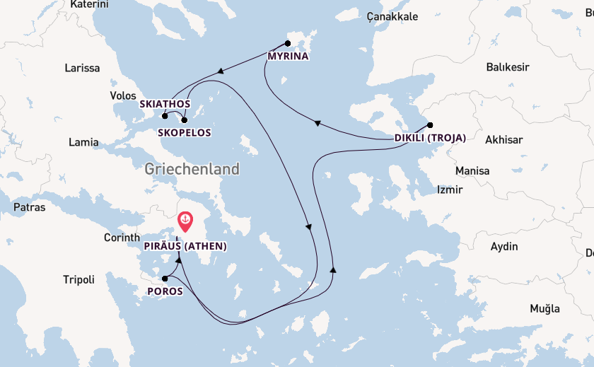 Östliches Mittelmeer ab Piräus (Athen), Griechenland auf der Star Flyer