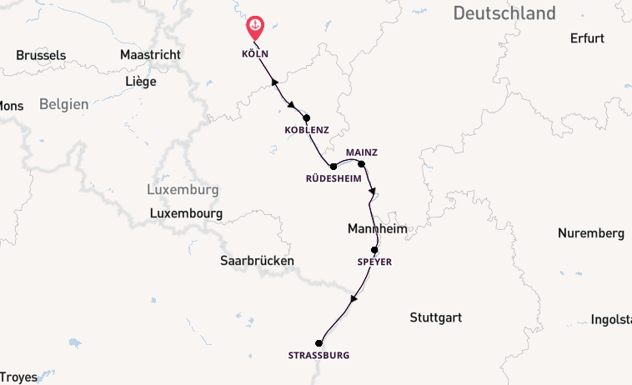 Rhein ab Köln, Deutschland auf der A-ROSA BRAVA