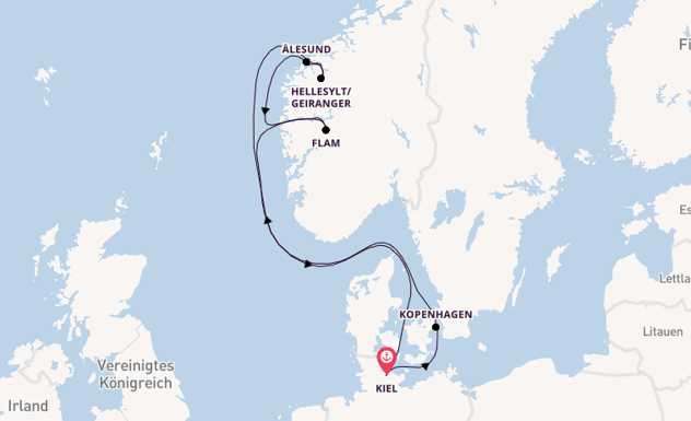 Norwegen ab Kiel, Deutschland auf der MSC Euribia