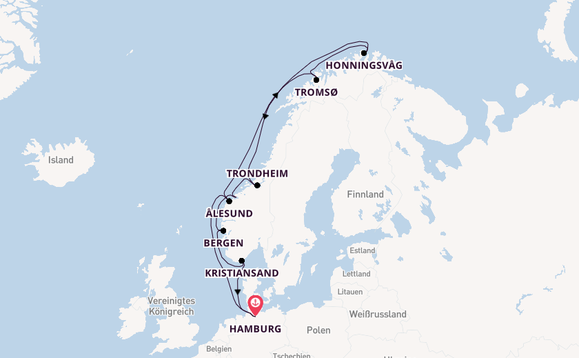 Norwegen ab Hamburg, Deutschland auf der MSC Preziosa