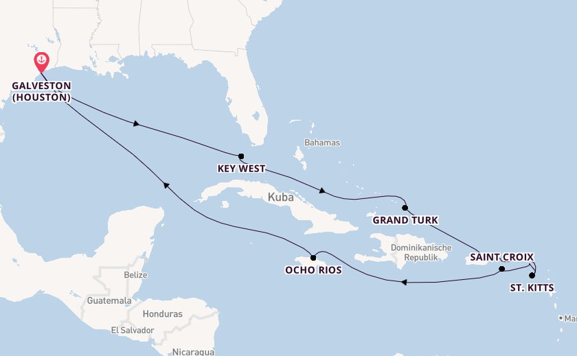 Karibik ab Galveston (Houston), USA auf der Carnival Dream