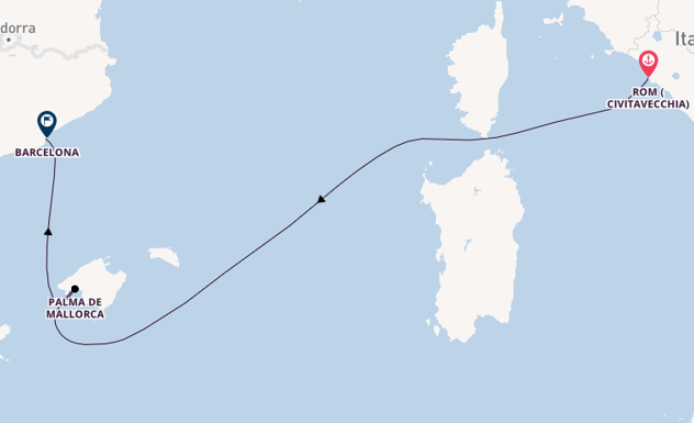 Westliches Mittelmeer ab Civitavecchia (Rom), Italien auf der MSC Grandiosa