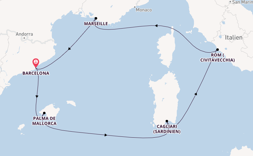 Mediterrane Schätze mit Sardinien ab Barcelona