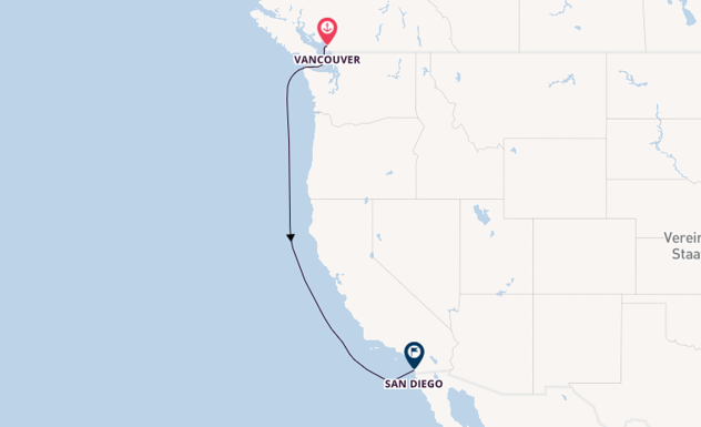 USA Westküste ab Vancouver, Kanada auf der Disney Wonder
