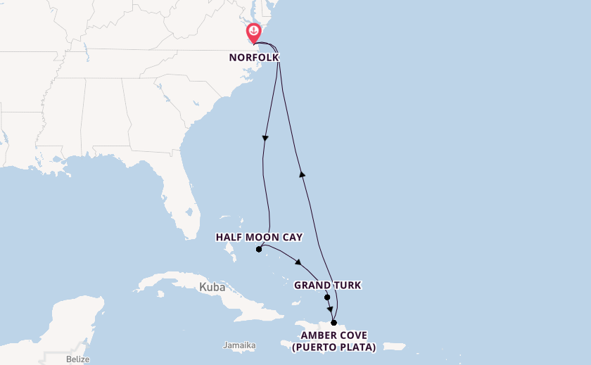 Karibik ab Norfolk, USA auf der Carnival Sunshine