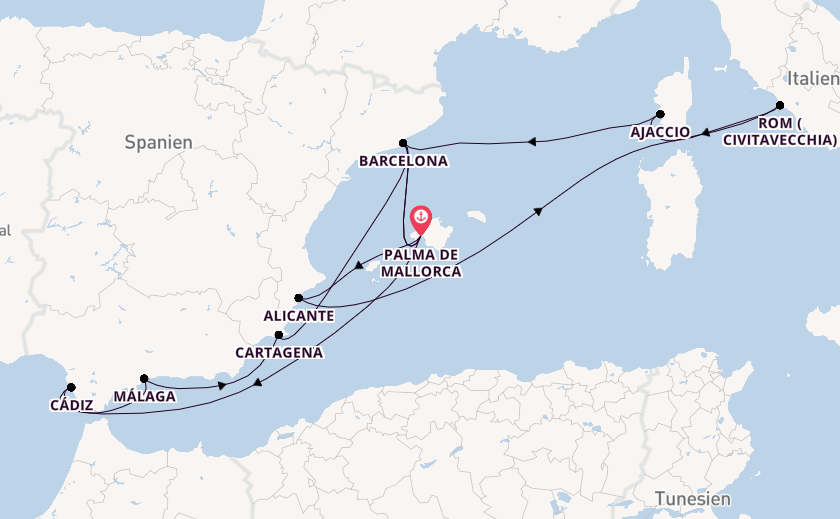 Westliches Mittelmeer ab Palma de Mallorca, Spanien auf AIDAprima