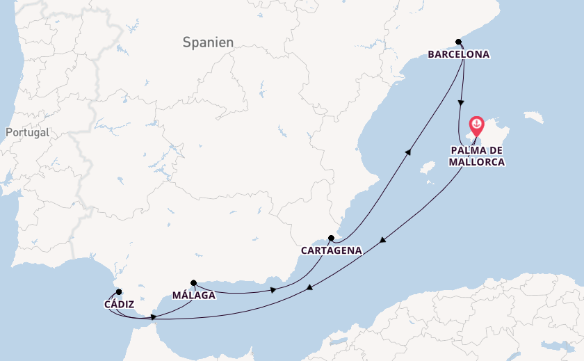 Westliches Mittelmeer ab Palma de Mallorca, Spanien auf AIDAprima