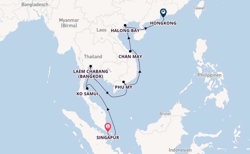 Südostasien ab Singapur, Singapur auf der Mein Schiff 6