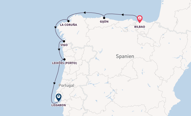 Portugal ab Bilbao, Spanien auf der SEA CLOUD SPIRIT