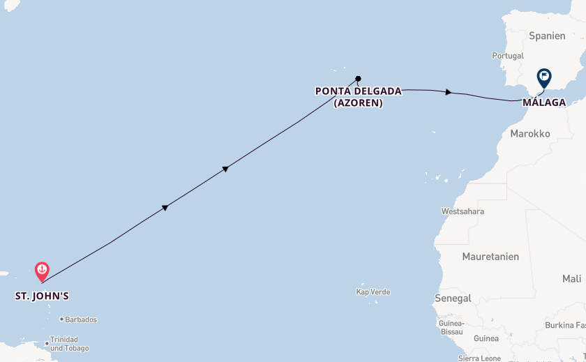 Westliches Mittelmeer ab St. John's, Antigua und Barbuda auf der Star Clipper