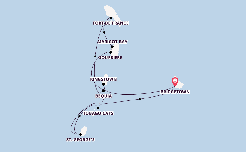 Südliche Karibik ab Bridgetown, Barbados auf der Royal Clipper