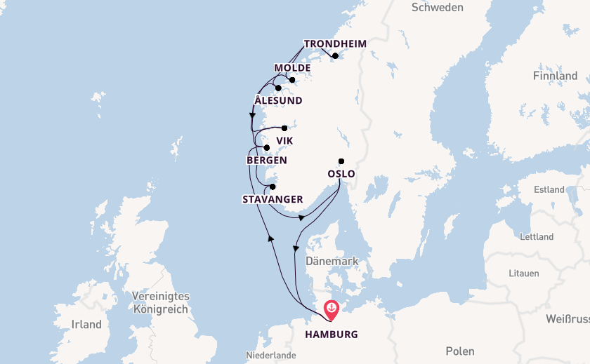 Norwegen ab Hamburg, Deutschland auf der MSC Preziosa