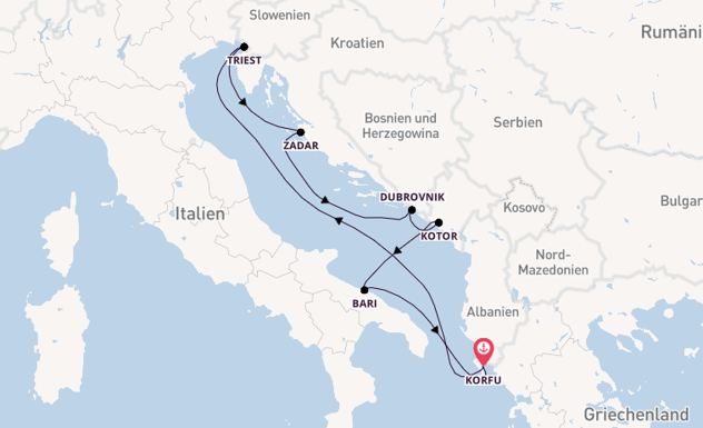 Mittelmeer ab Korfu, Griechenland auf AIDAblu