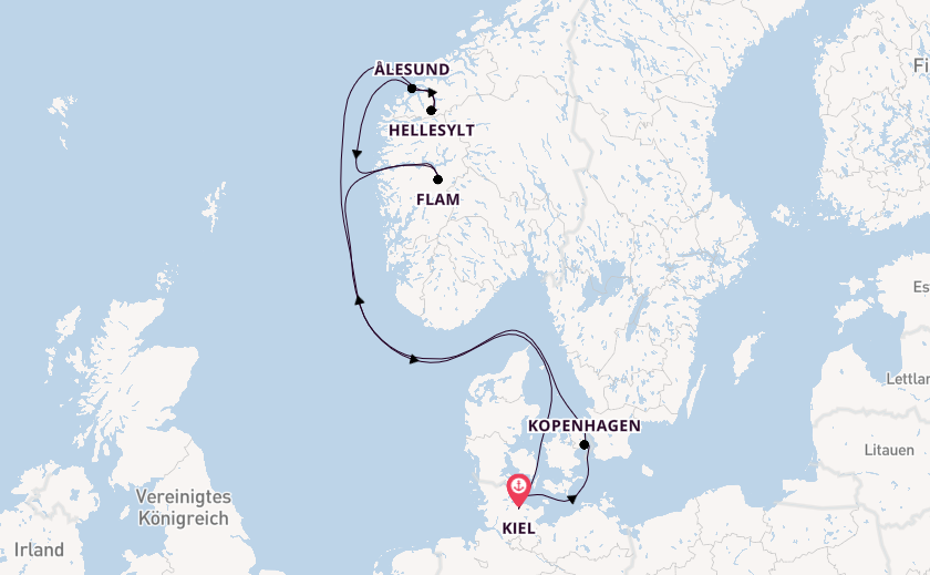 Norwegen ab Kiel, Deutschland auf der MSC Euribia