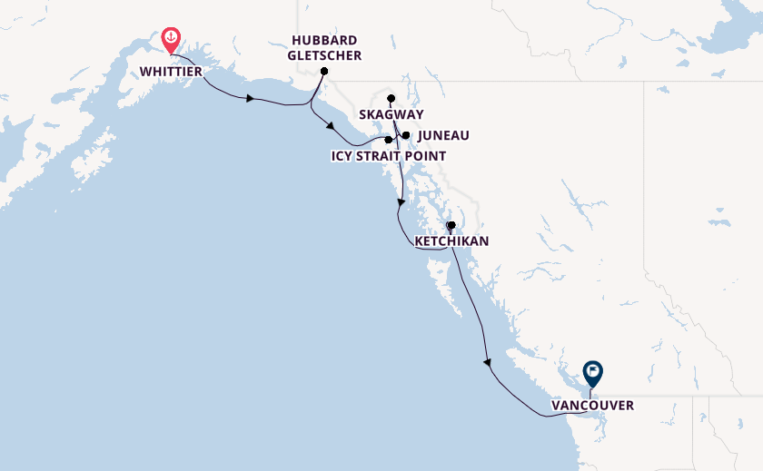 Alaska ab Whittier, Alaska auf der Norwegian Jade