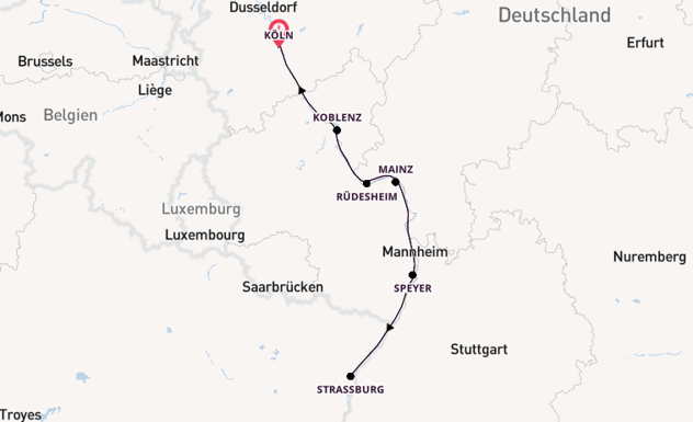 Rhein ab Köln, Deutschland auf der A-ROSA CLEA
