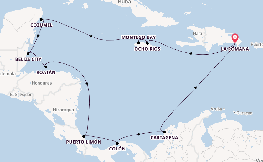 Karibik ab La Romana, Dominikanische Republik auf der Mein Schiff 1