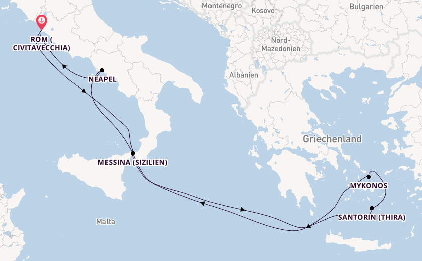 Mittelmeer ab Civitavecchia (Rom), Italien auf der Odyssey of the Seas