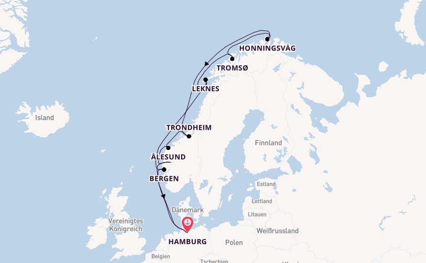 Norwegen ab Hamburg, Deutschland auf der Costa Favolosa