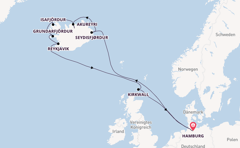 Arktis ab Hamburg, Deutschland auf der Costa Favolosa