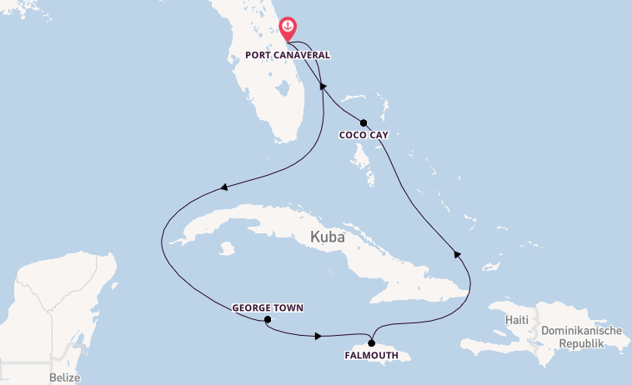Karibik ab Port Canaveral, USA auf der Adventure of the Seas
