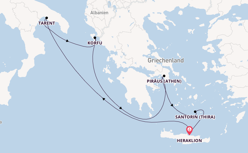 Östliches Mittelmeer ab Heraklion, Griechenland auf der Mein Schiff 5