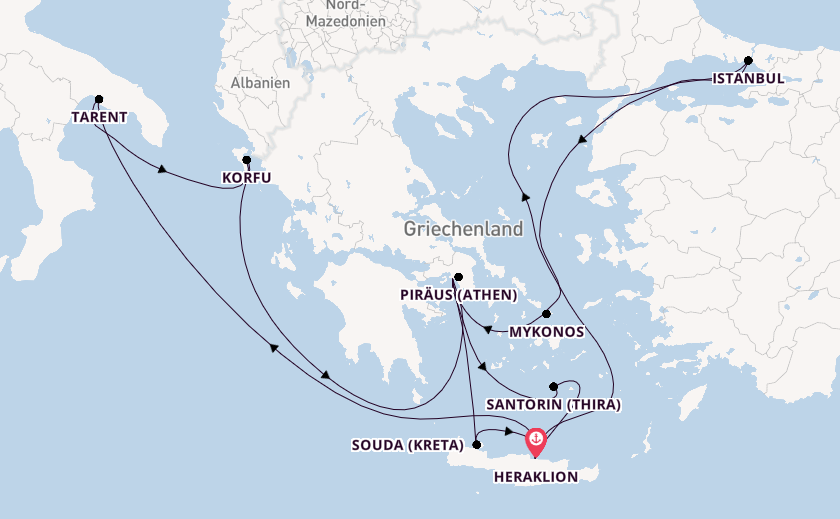 Östliches Mittelmeer ab Heraklion, Griechenland auf der Mein Schiff 5