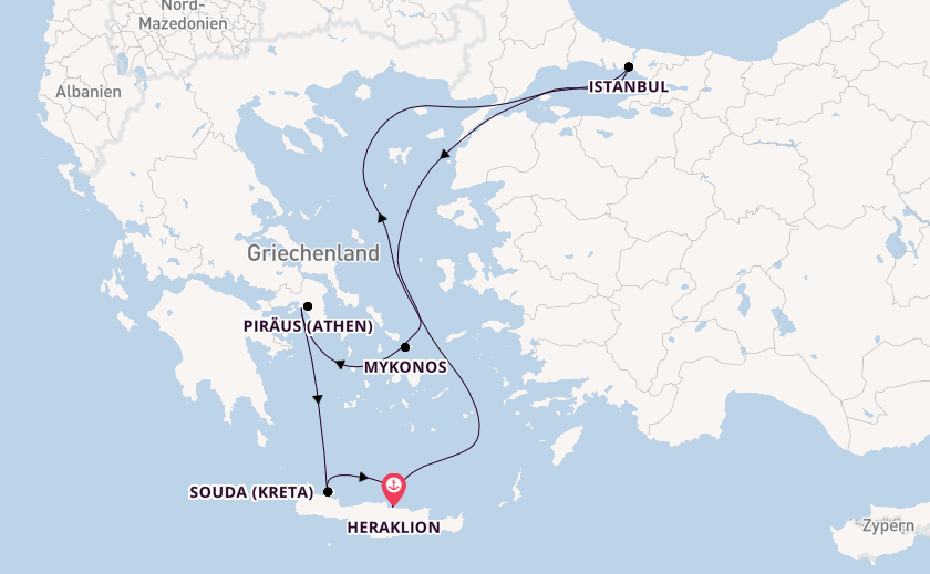 Östliches Mittelmeer ab Heraklion, Griechenland auf der Mein Schiff 5
