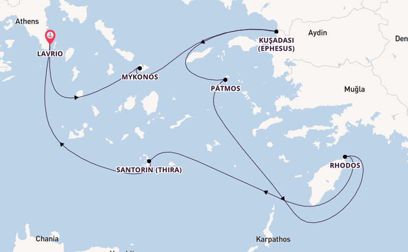 Östliches Mittelmeer ab Lavrio, Griechenland auf der Celestyal Discovery