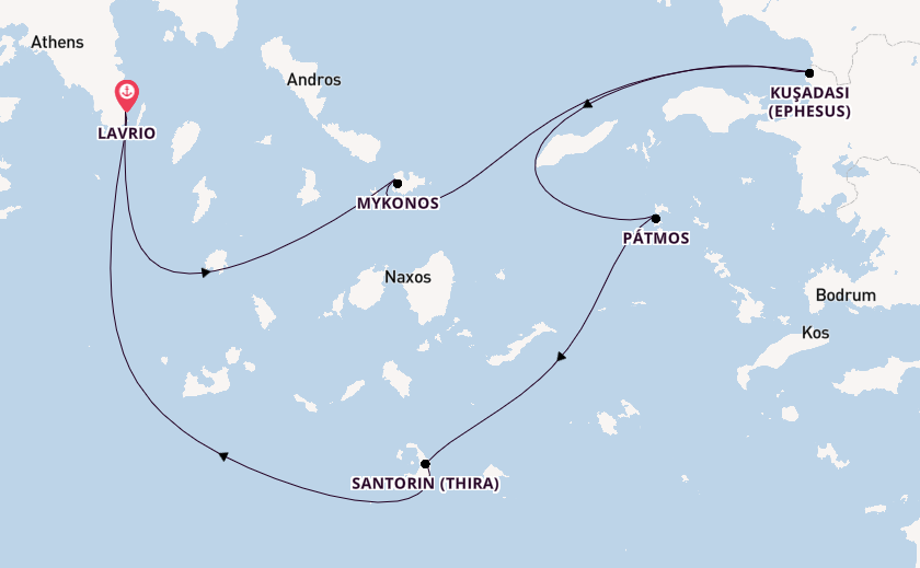 Östliches Mittelmeer ab Lavrio, Griechenland auf der Celestyal Discovery