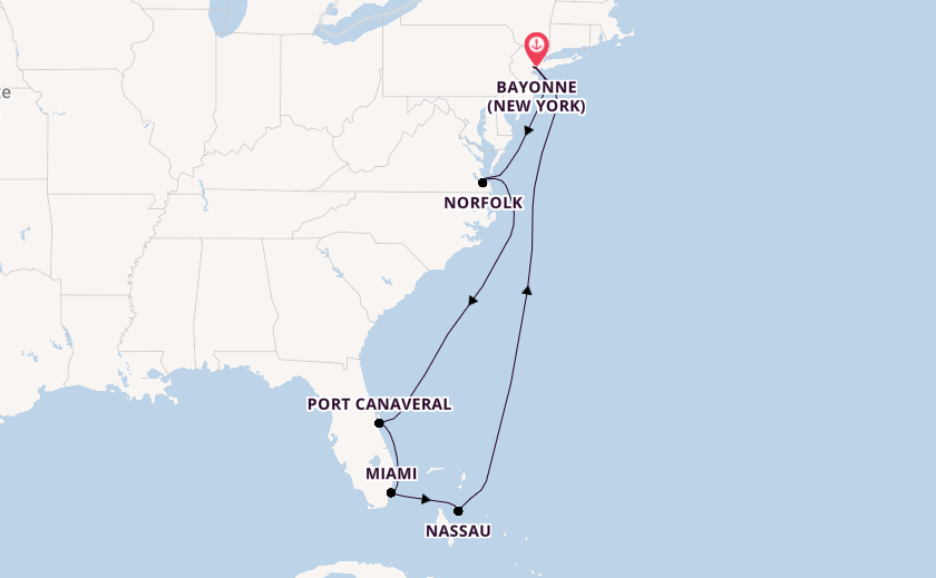 USA Ostküste ab Bayonne, New Jersey, USA auf der Mein Schiff 1
