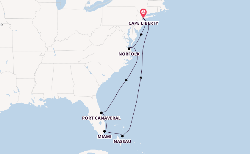 USA Ostküste ab Cape Liberty auf der Mein Schiff 1