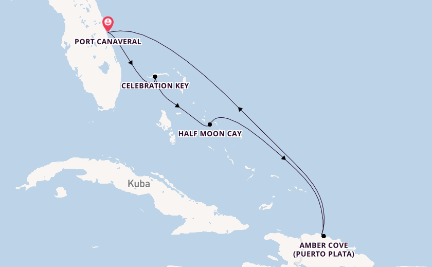 Karibik ab Port Canaveral, USA auf der Carnival Vista