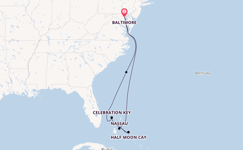 Karibik ab Baltimore, USA auf der Carnival Pride