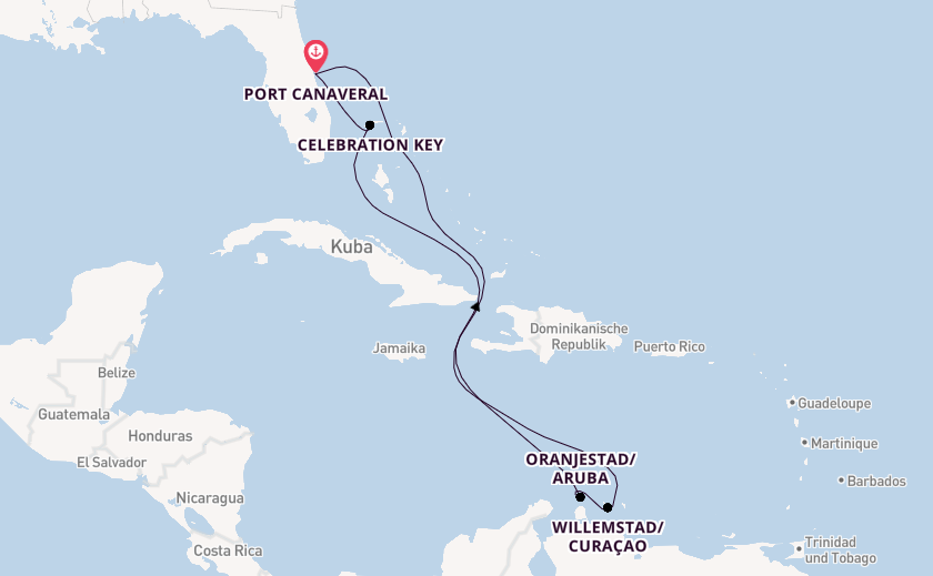 Karibik ab Port Canaveral, USA auf der Carnival Vista