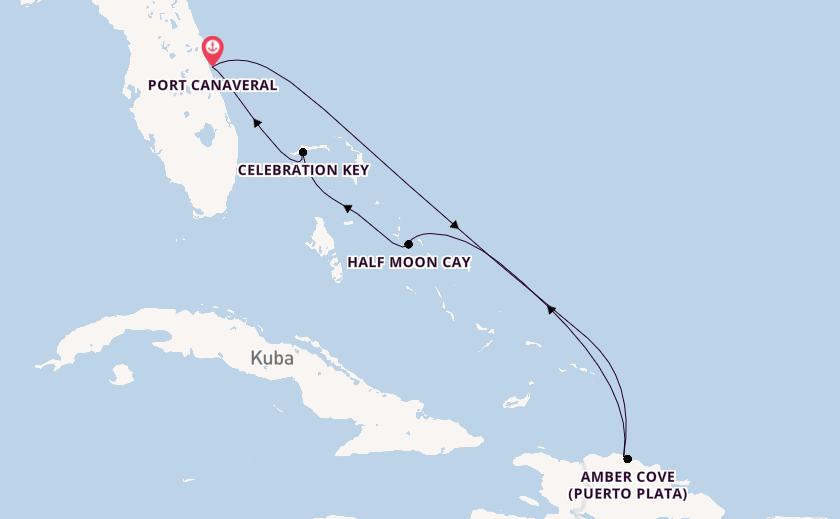 Karibik ab Port Canaveral, USA auf der Carnival Vista