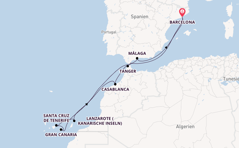 Westliches Mittelmeer ab Barcelona, Spanien auf der Celebrity Infinity