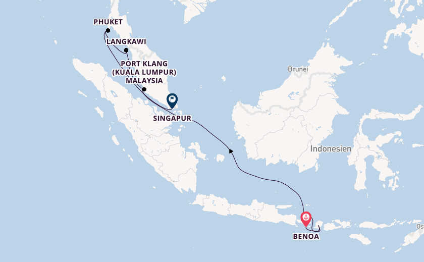 Südostasien ab Bali (Benoa), Indonesien auf der Celebrity Millennium