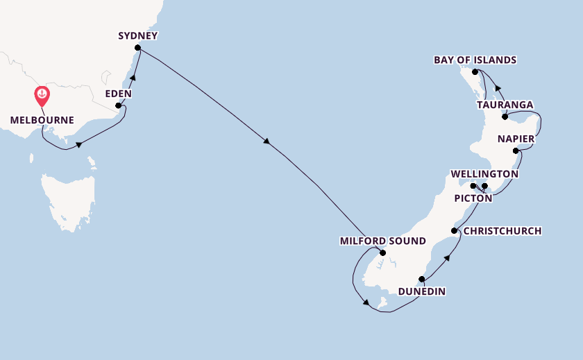 Neuseeland ab Melbourne, Australien auf der Azamara Pursuit