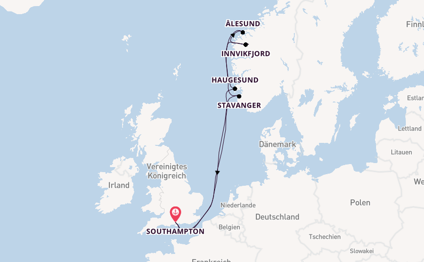 Norwegen ab Southampton, Großbritannien auf der Britannia