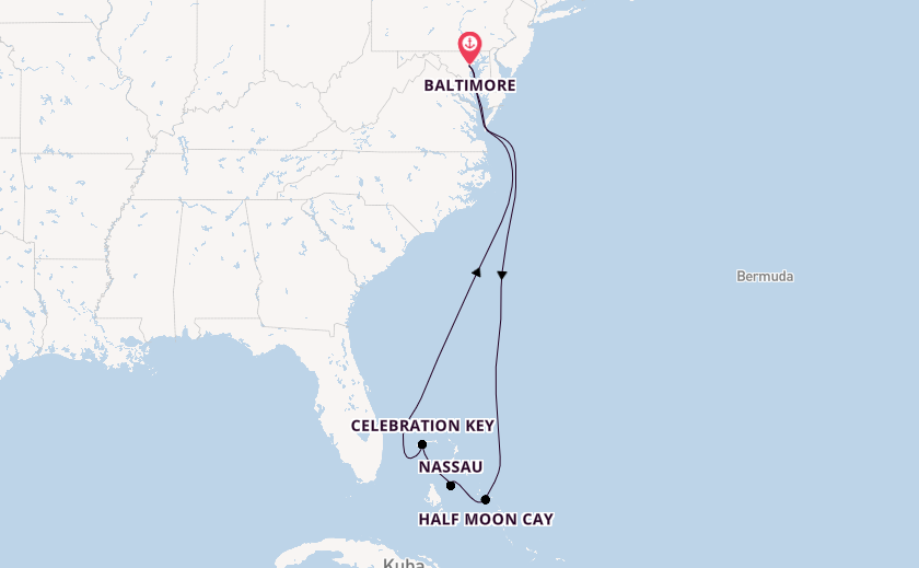 Karibik ab Baltimore, USA auf der Carnival Pride