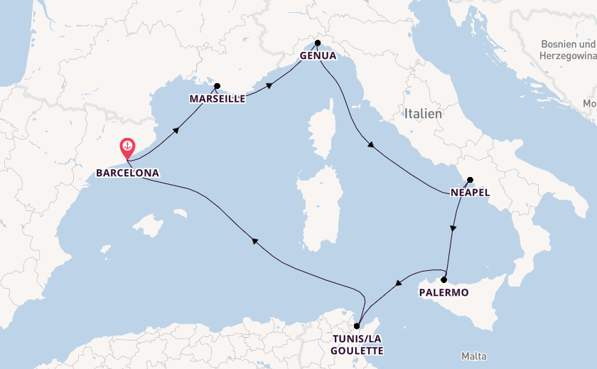 Westliches Mittelmeer ab Barcelona, Spanien auf der MSC Fantasia
