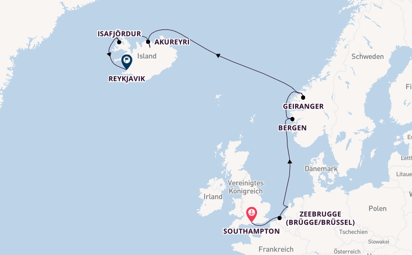 Norwegen ab Southampton, Großbritannien auf der Norwegian Prima