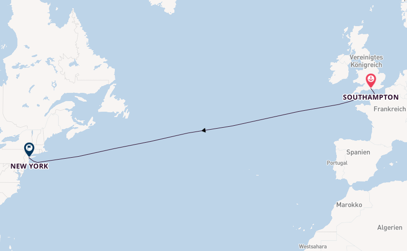 Transatlantik ab Southampton, Großbritannien auf der Queen Mary 2