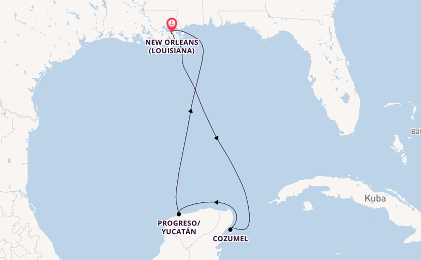 Westliche Karibik ab New Orleans (Louisiana), USA auf der Carnival Valor