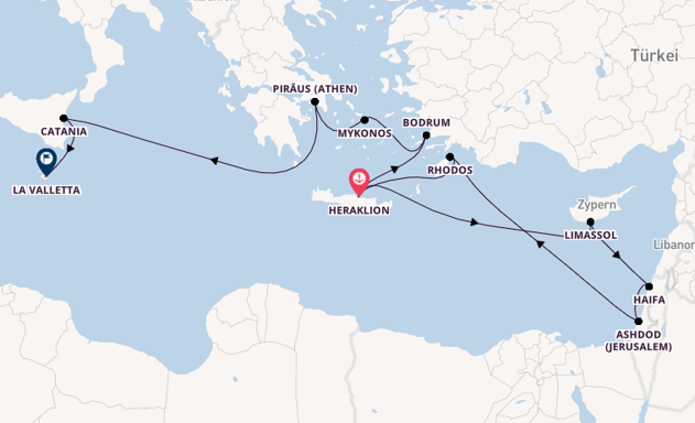 15 Tägige Kreuzfahrt Von Heraklion Nach La Valletta Mein