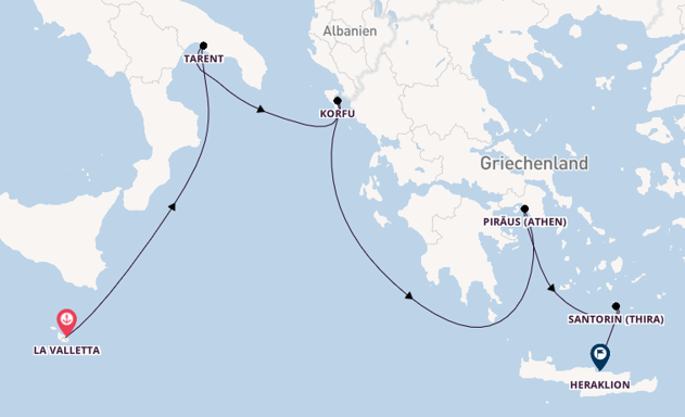 8 Tägige Kreuzfahrt Von La Valletta Nach Heraklion Mein