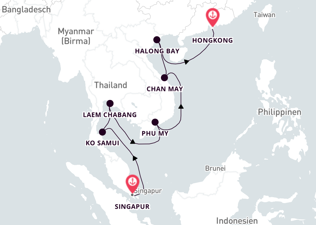 In 16 Tagen Nach Hongkong über Phu My Mein Schiff 6 Tui