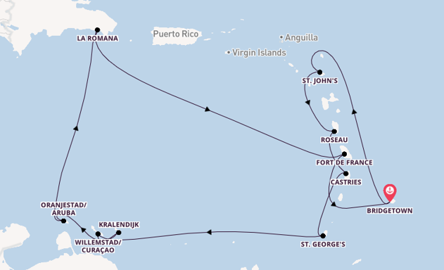 15 Tägige Kreuzfahrt Bis Bridgetown Mein Schiff 2 Tui